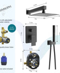 10 Inch Rainfall Shower System With Valve And Dual Function Handheld All In One Wall Mounted Matte Black Tub Faucet Set