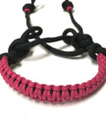 Fuchsia Bitless Bosal Attachment For Your Headstall Horse Tack, showing nylon paracord noseband and black rope design.