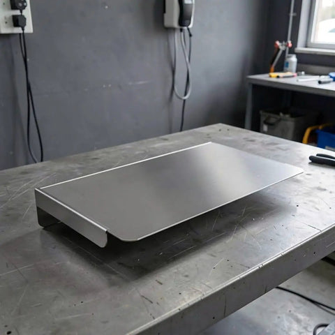 Heavy Duty Stainless Steel Ev Charger Rain Cover Weather Resistant Outdoor Charging Station Housing on a metal workbench.
