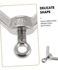 Close-up of M6 stainless steel wing bolt from Six Piece M6 Stainless Steel Flange Butterfly Screws Kit With Holes For Locking And Fixing Electronics
