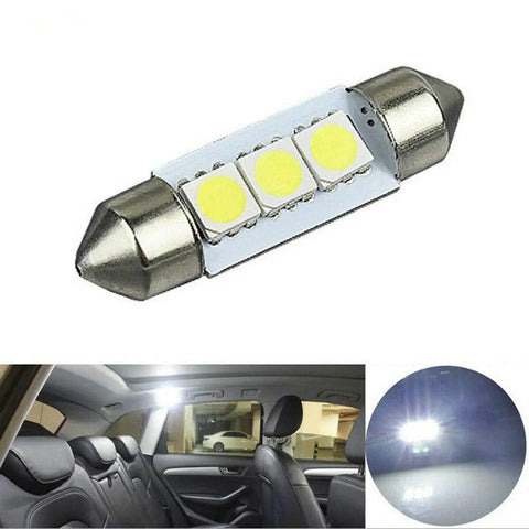 Fresh LED Interior Lighting Kit 11 Xenon White Bulbs T10 36mm Dome And License Plate Wedge Base Easy Drop In Spotlights Upgrade View DIY Project Save Cash No Tools Needed, LED bulb close-up