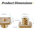 Set Of 2 Brass Square Flanged Sleeve Bearings 20 By 28 By 20 Millimeter With 49 Millimeter Flange 6 Millimeter Thick Hole Five Point Five Millimeter Fits 20 Millimeter Shafts High Precision Durable Heavy Duty Machine Bearing For Equipment, dimension view