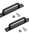 Black Barn Door Handle Set Two Pack Aluminum Alloy Punch Free Sliding Handles with screws