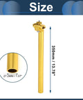 Universal 27.2x350mm Bike Seat Post In Gold Tone Aluminum Alloy, Extra Long With Adjustable Angle and Smooth Clamp