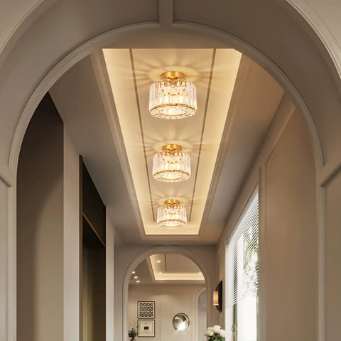 Brass Semi Flush Ceiling Light Fixture Chandelier For Hallways Dining Rooms Foyers Living Rooms Bedrooms And Entryways Dope Modern Sparkle
