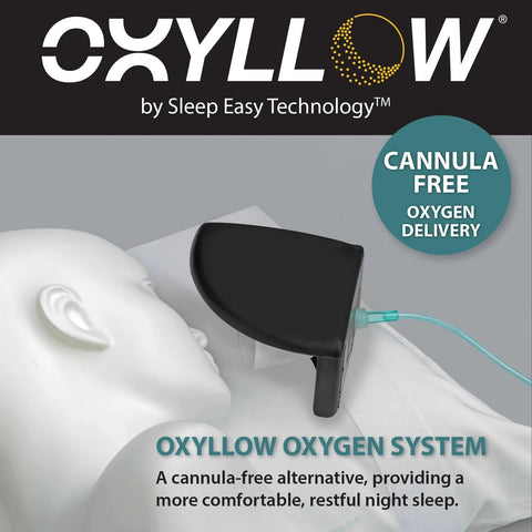 Oxyllow Premium Swivel Connector, 5-count; turquoise tubing attached to black plastic connector on a baby mannequin (front view)