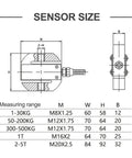 S-Type Tension And Pressure Sensor size dimensions for Industrial Weighing Systems, 50Kg Capacity chart with module details
