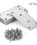 Beefy Heavy Duty Flat Mending Plates Set Of 10 In 201 Stainless Steel With Screws 3.9 By 1.9 Inch Repair Braces stacked with screws