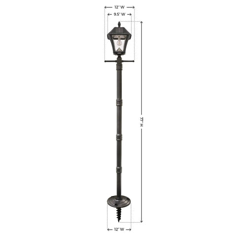 Solar Lamp Post Kit 77 Inch Outdoor Light With Black Resin Post Clear Lens EZ Anchor Ground Auger No Brainer Install