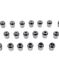 Pro 19 Piece Spring Collet Set For CNC Milling And Engraving Machines With Precision 2mm To 20mm showing 19 collets with a shiny metallic finish.