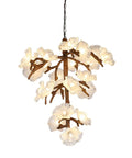 Tree Branch Ceiling Pendant Light Straight Up Fresh Statement Chandelier Top Shelf Adjustable Hanging Lamp. Unique design with glass shades.