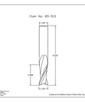 Technical drawing of Beefy Upcut Spiral Router Bit With One Half Inch Shank One Half Inch Cutting Diameter By One And Five Eighths Inch Cutting Height Carbide Tip