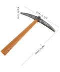 Two Piece Foam Pickaxe Prop Set For Dwarf Gnome Cosplay And Christmas Party Decor, detailed dimensions labeled on prop.