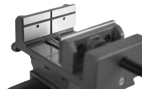 Close-up of Cross Vise 3.25 Inch Jaw With Compound Slide For Mills And Drill Presses, Heavy Duty Cast Iron Build