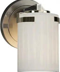 Atlas 1-Light Wall Sconce With Cylinder Translucent Porcelain Shade And Waterfall Design In Brushed Nickel Finish displayed in close-up