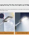 Kick Back With Top Tier Solar Floodlight Featuring Radar Motion Sensor And Handy Remote Control Dusk To Dawn Light Control daytime charging and nighttime lighting feature.