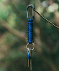 Heavy Duty Carabiner Key Chain Set With Military Braided Paracord And Hook Clip D Ring, 2 Pack In Black Blue for outdoor use