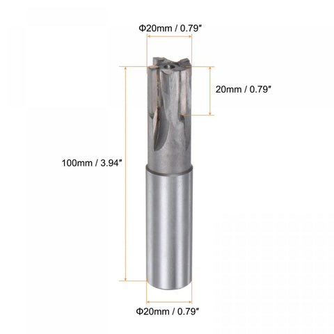 Square Nose End Mill 20mm Cutting Diameter Tungsten Carbide Tip 4 Flutes Milling Cutter With 20mm Straight Shank