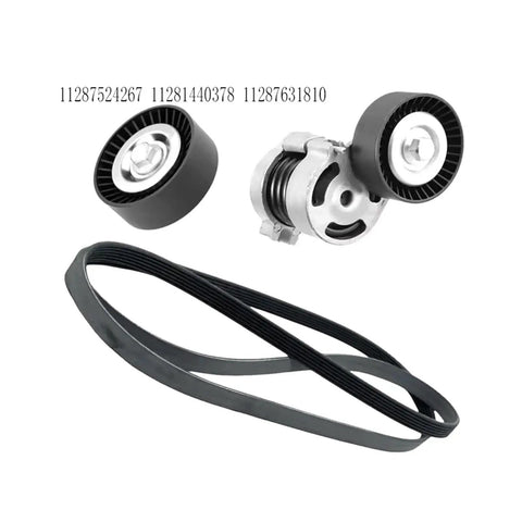 Ultimate A06G Belt Tensioner Assembly For BMW Main Engine Drive Kit With Idler Pulley 74mm Heavy Steel components and belt.