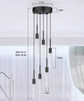 Dimmable LED Ceiling Pendant Light With Six Lights, Modern Industrial Chandelier, Crystal Bubble Shade, Height Adjustable