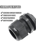 Close-up of Ten Pack 1 Inch NPT Nylon Cable Gland IP68 Waterproof Adjustable Cable Gland For Junction Boxes And Panel Wiring 17 To 25mm Connector