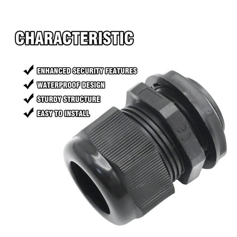 Close-up of Ten Pack 1 Inch NPT Nylon Cable Gland IP68 Waterproof Adjustable Cable Gland For Junction Boxes And Panel Wiring 17 To 25mm Connector