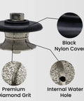 One And A Quarter Inch Full Bullnose Diamond Profile Wheel for Hand Grindin and Polishin Granite, Marble, Concrete, details labeled