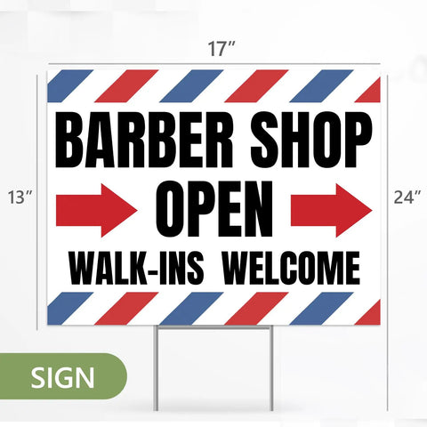 Two Pack Barber Shop Yard Signs With Stakes 17 By 13 Inches Double Sided Corrugated Plastic Outdoor Barbershop Signs For Business Outside Easy Install No Tools Needed