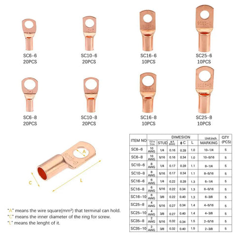 Massive 260 Piece Heat Shrink Tube Kit With Copper Ring Terminals And AWG Wire Connectors Electric Crimp Assortment For Pro DIY Fixes copper ring terminals sizes chart