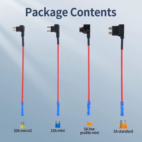 Add A Circuit Fuse Tap Kit For 12V Vehicles 16 Pack With 4 Tap Types Standard Mini Micro2 And Low Profile Fuses shown in package