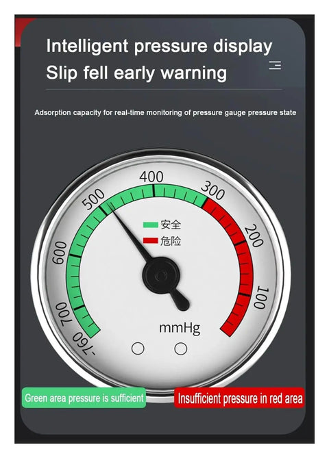 Close-up of pressure gauge on Granite Seam Setter 8-Inch Glass Suction Cup With Built-In Pressure Gauge