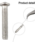 Close-up of screw, screwdriver tip, and tweezers from Grab And Go All In One Eyeglasses Repair Kit With 13 Screw Sizes, Keychain Screwdriver And Tweezers For Quick Fixes On Glasses Sunglasses Watches Jewelry And Small Electronics.