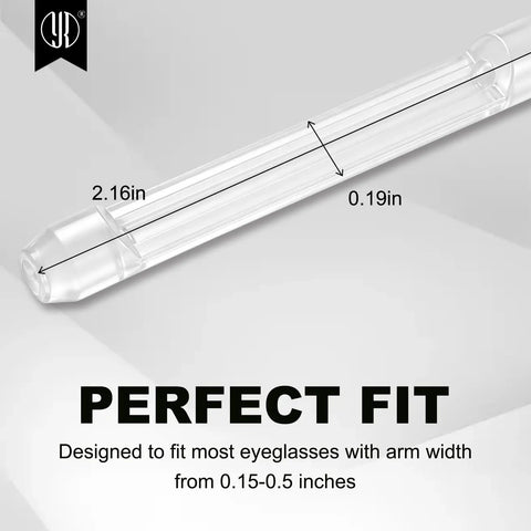 Dimensions of Soft Silicone Eyeglasses Temple Tips Sleeve Retainer No Slip Grips For Glasses, 2.16in x 0.19in, clear