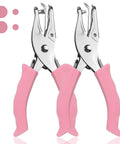 Dual Hole Punch Set With Soft Grip Handles In Pink For One Eighth Inch And One Quarter Inch Holes Totally Game Changing For Crafts Scrapbooks Tags And Tickets Easy To Use With Clean Edges Six Sheets Capacity Perfect Gift For Crafters, two punches displayed with pink handles