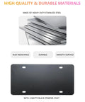 Heavy Duty Metal Reinforcement Plate For Car License Plate Backing With Screws And Caps, Rust Resistant Matte Black Finish.