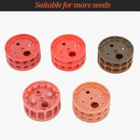 Different colored nozzles for Garden Roller Seeder Manual Planter With Equidistant Spacing And 9 Nozzles Walk Behind Row Crop Planter