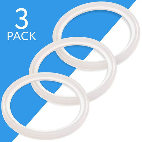 Silicone Gasket Replacement Kit for Thermos 10 Oz Food Jars Leak Proof Vacuum Seal Gaskets White Pack of 3 displayed on blue background