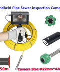 Hardcore Heavy Duty Handheld Pipe Inspection Camera Featuring A Rigid 22 Mm Probe For Sewers Drains And Clogs IP68 Waterproof Borescope Endoscope Video System with yellow cable and light.