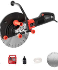Heavy Duty Badass Electric Wall Grooving Machine Featuring Slick Depth Adjustments Up To Eleven Inches with circular saw blade and accessories.