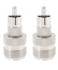 Pair of UHF SO239 Female To RCA Male Coax Connector Adapter For Ham Radios And Heathkit Gear, nickel-plated