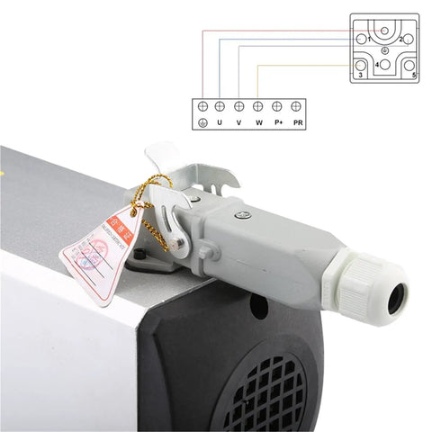 Heavy Duty 4.5Kw Square Air Cooled Motor With Er25 Spindle Delivering 18000Rpm showing the connection ports and mounting detail.