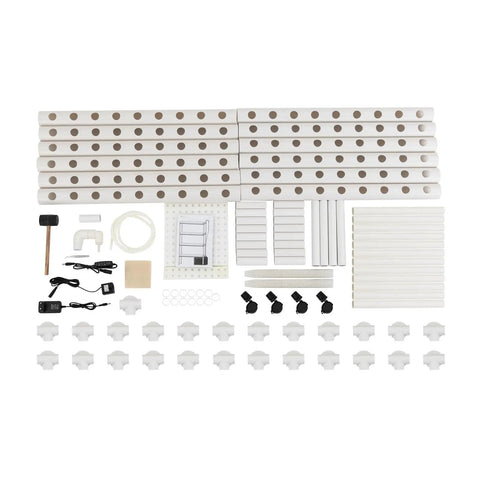 Disassembled parts of 4 Layer Hydroponics Growing System With Water Pump And Timer, 108 Plant Sites Indoor Garden Kit For Fruits Veggies And Herbs