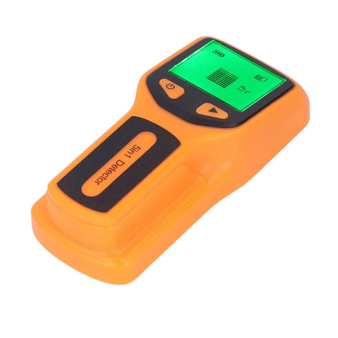 Aqur2020 Metal Stud Finder with Sensitive Smart Sensor and HD LCD Display in orange, showcasing LCD display and buttons.