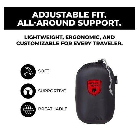 Hooded Travel Pillow With 360 Neck And Head Support, Memory Foam, Adjustable Light Blocking Hood, Ultra Soft Micro Fleece, Carry Bag Included, Built For Car Or Plane Sleep On The Go, black carry bag