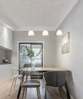 Dining area with Three-Light H-Type Track Lighting Kit, Dimmable Track Mount Pendant Fixtures with Frosted White Glass Shade