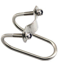 Front view of stainless steel U-shaped cross pipe clamp with two bolts, 32mm x 32mm