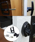 Heavy Duty Shed Door Hardware Kit With 6.5 Inch T Handle Lock Black Powder Coat 6 Anti Sag Hinges 2 Barrel Bolts For Outdoor Sheds Barns And Wooden Fence Gates Built Tough For Lasting Security And Easy Use installed on shed door