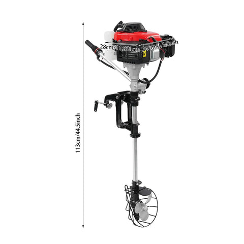 4.0 HP 4 Stroke Outboard Motor For Boats, 53.2cc 3 Blade Propeller, Air Cooling System, Manual Pull Start, Shade Cover