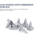 100 Pack Number 8 X 1/2 Phillips Truss Head Screws Built Tough Galvanized Carbon Steel Rust Busting Heavy Duty Deck Siding Fasteners Zinc Finish Easy Install Workhorse Hardware For Wood Working Projects, showing galvanized screws.