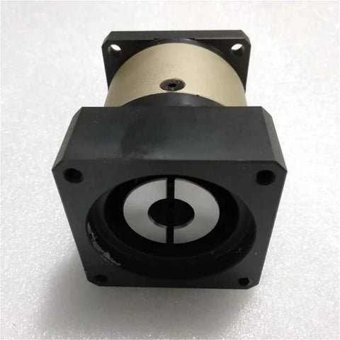 Shop Ready Planetary Gear Reducer Speed Controller For Cnc Machinery And Industrial Robots With Tough As Nails Durability And Slick Power Transmission Plf160 100 S1, front view showing black and gold color, compact design.